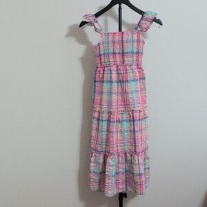btween Pink and Blue Plaid Kids Dress